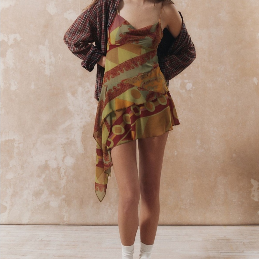 Kimchi Blue Angie Chiffon Asymmetrical
Mini Dress